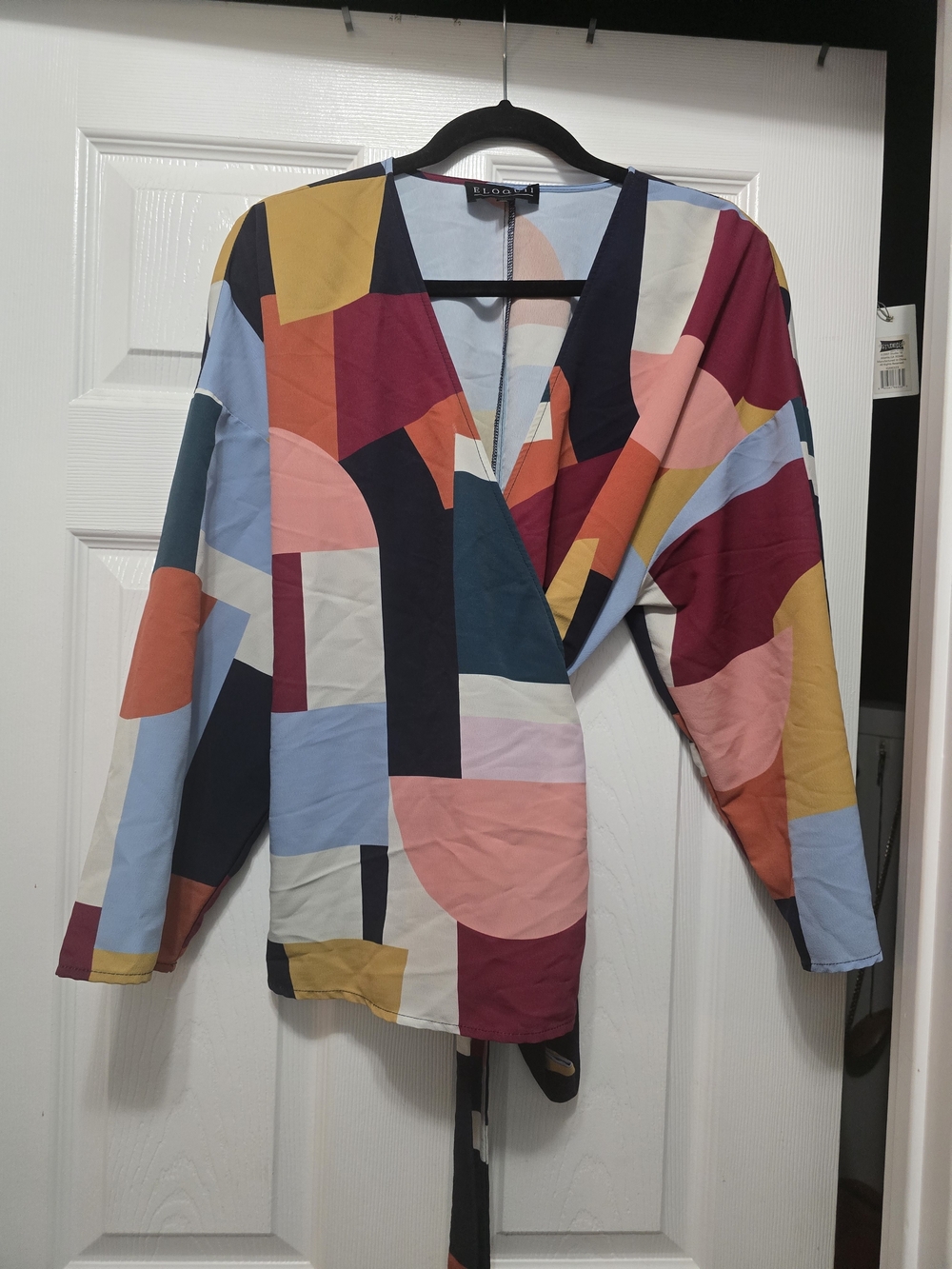 Eloquii Multicolor Geometric Wrap Top - Women's